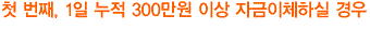 첫 번째, 1일 누적 300만원 이상 자금이체하실 경우